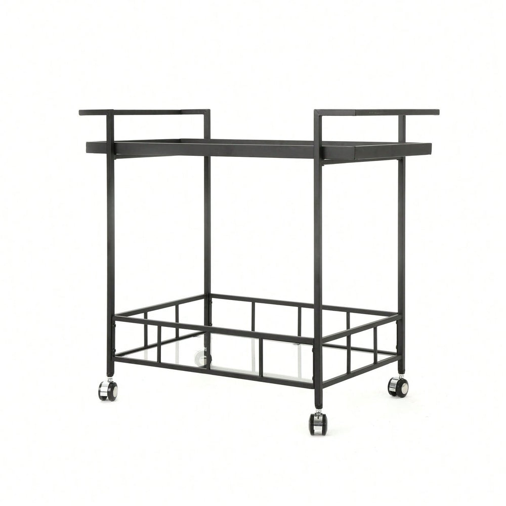 Elegant Mobile Bar Cart With Storage And Serving Tray For Home Entertaining Image 2