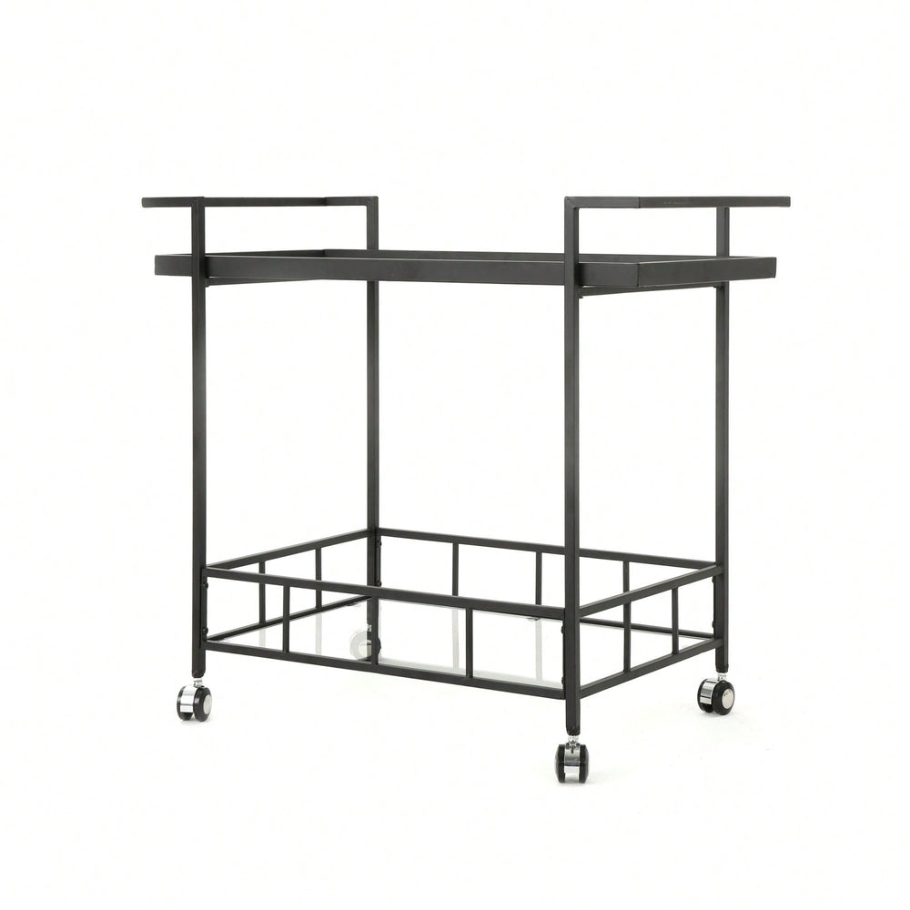 Elegant Mobile Bar Cart With Storage And Serving Tray For Home Entertaining Image 2