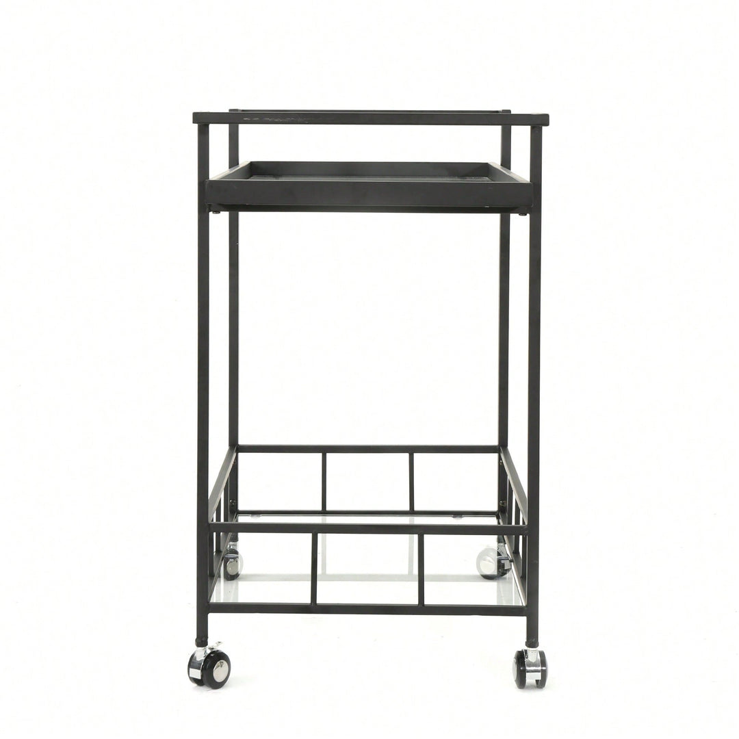 Elegant Mobile Bar Cart With Storage And Serving Tray For Home Entertaining Image 3