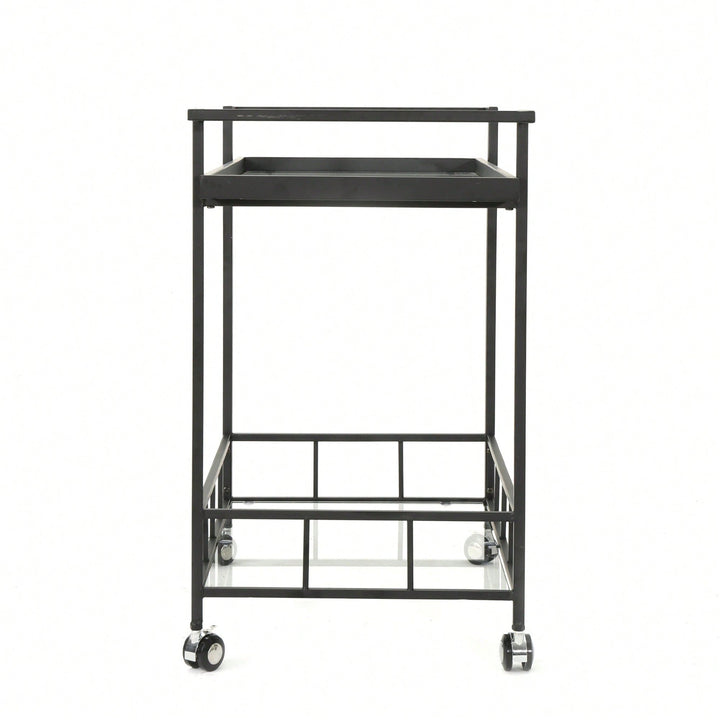 Elegant Mobile Bar Cart With Storage And Serving Tray For Home Entertaining Image 3