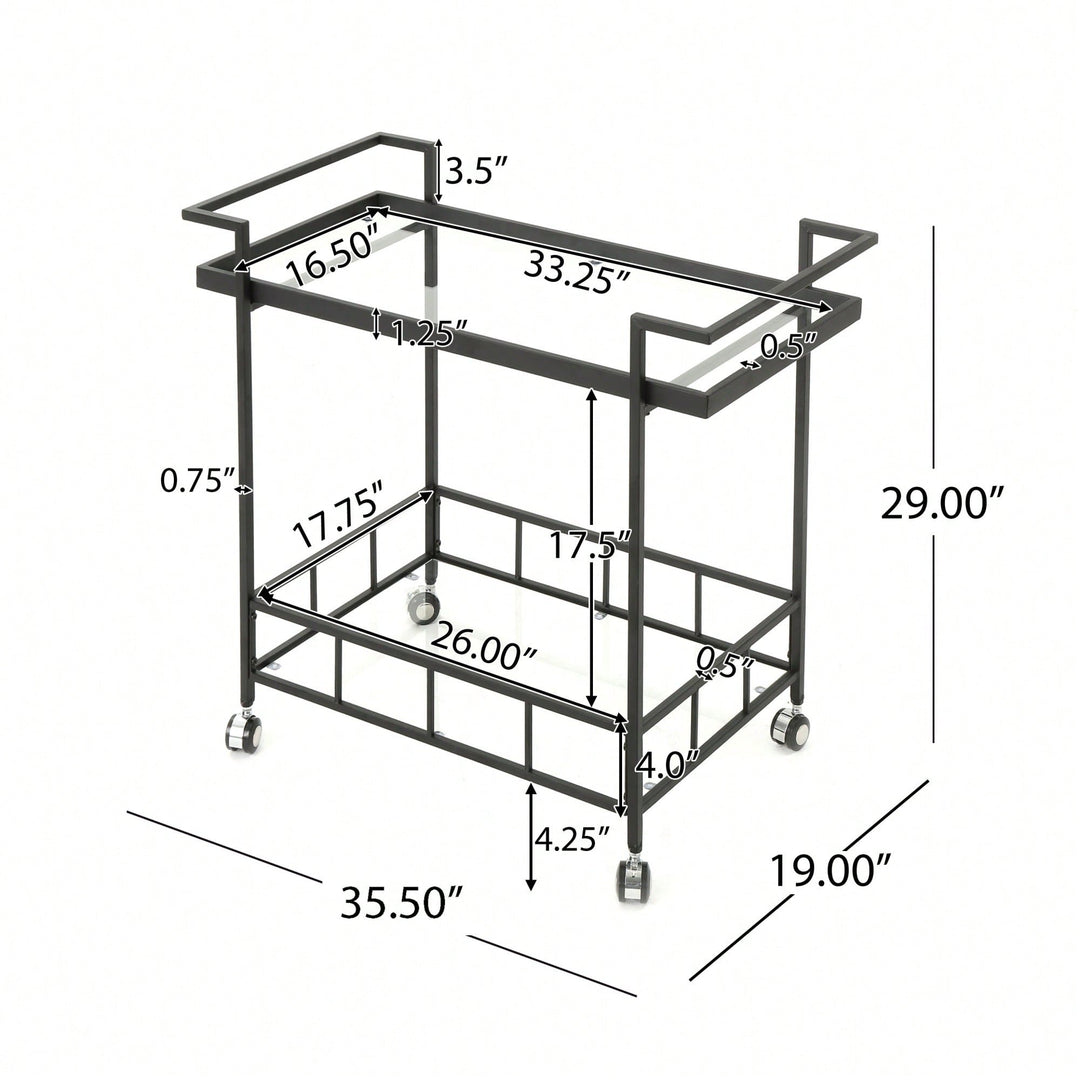 Elegant Mobile Bar Cart With Storage And Serving Tray For Home Entertaining Image 4