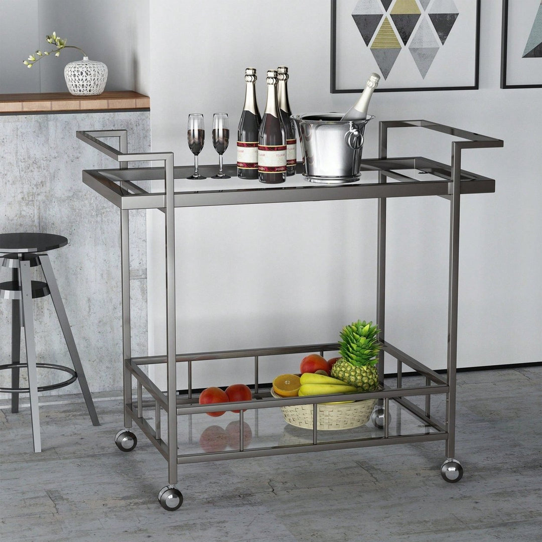 Elegant Mobile Bar Cart With Storage And Serving Tray For Home Entertaining Image 9