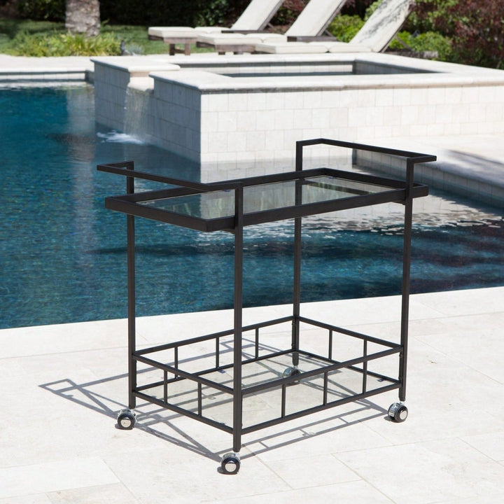 Elegant Mobile Bar Cart With Storage And Serving Tray For Home Entertaining Image 10