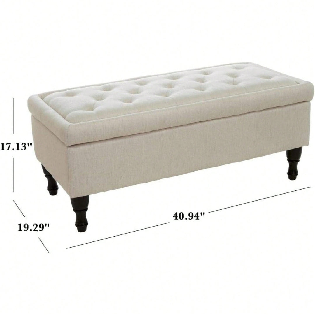 Elegant Storage Ottoman Bench For Living Room And Bedroom Organization Image 5