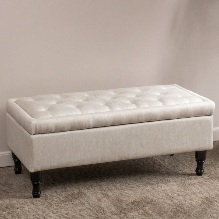 Elegant Storage Ottoman Bench For Living Room And Bedroom Organization Image 6