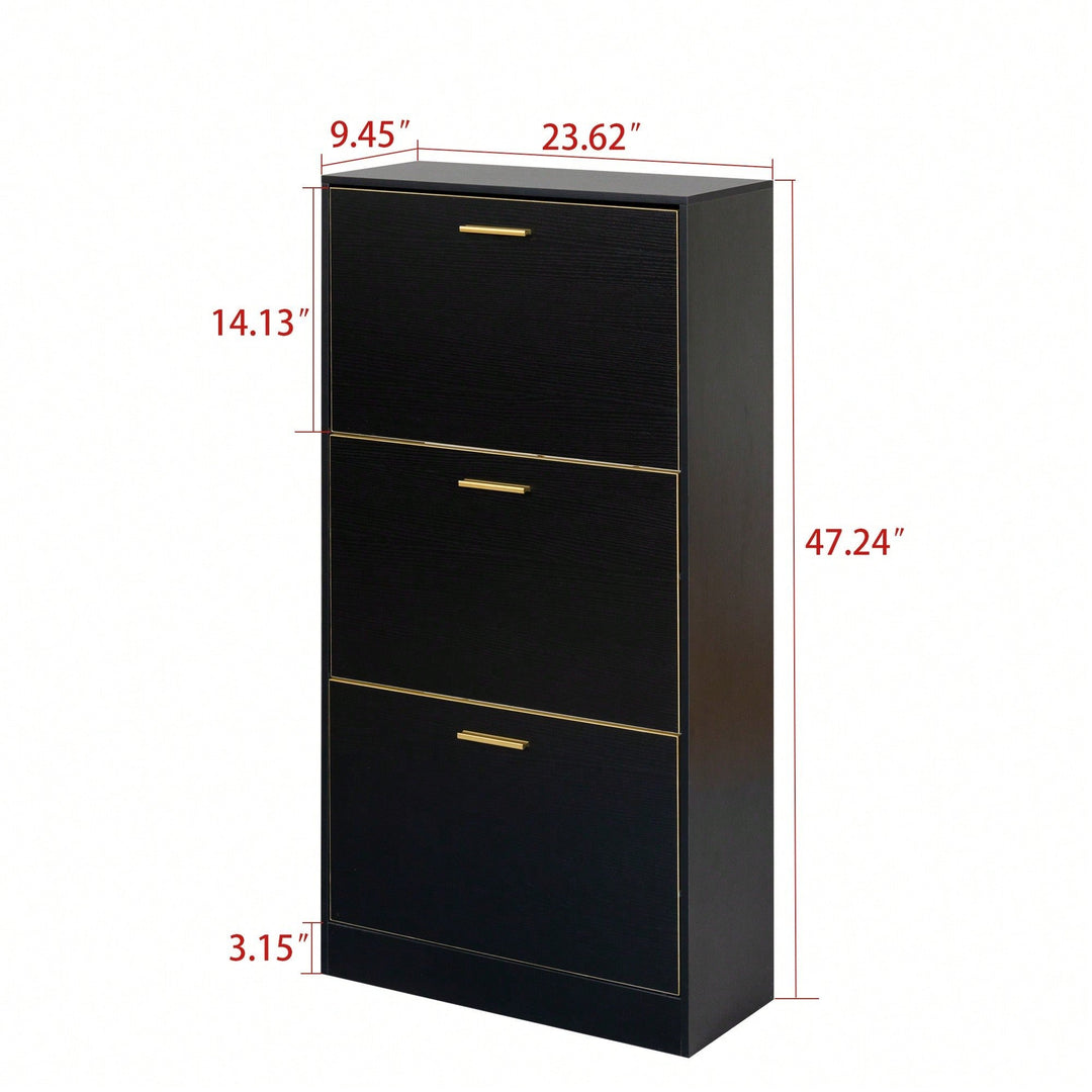 Modern White Slender Shoe Cabinet With 3 Upside Down Drawers For Corridor Bedroom Or Living Room Entrance Image 7