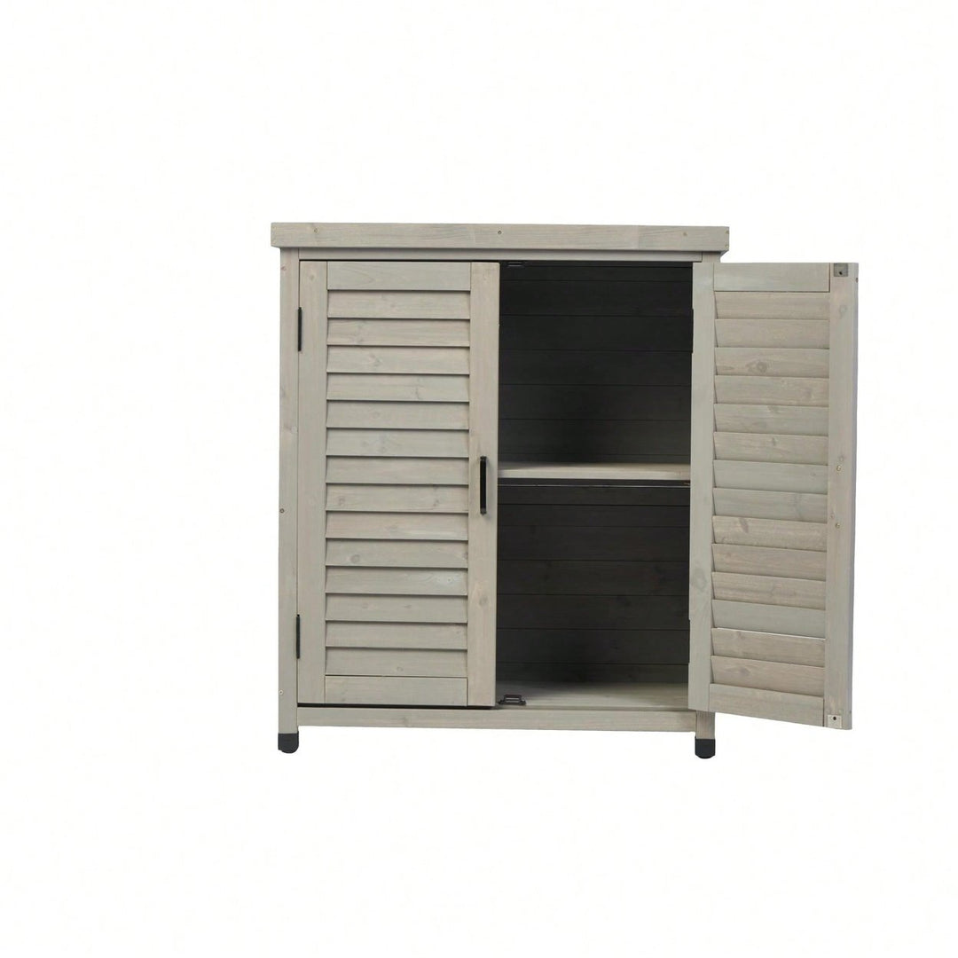 Outdoor Potting Bench With Storage Cabinet And Metal Top For Garden Patio Workstation Image 11