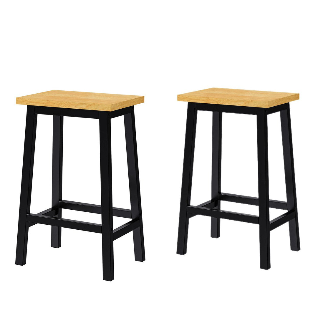 Solid Wood Bar Stools Set Of 2 25.6 Inch Tall Kitchen Counter Chairs With Footrests Farmhouse Style For Dining Room And Image 1