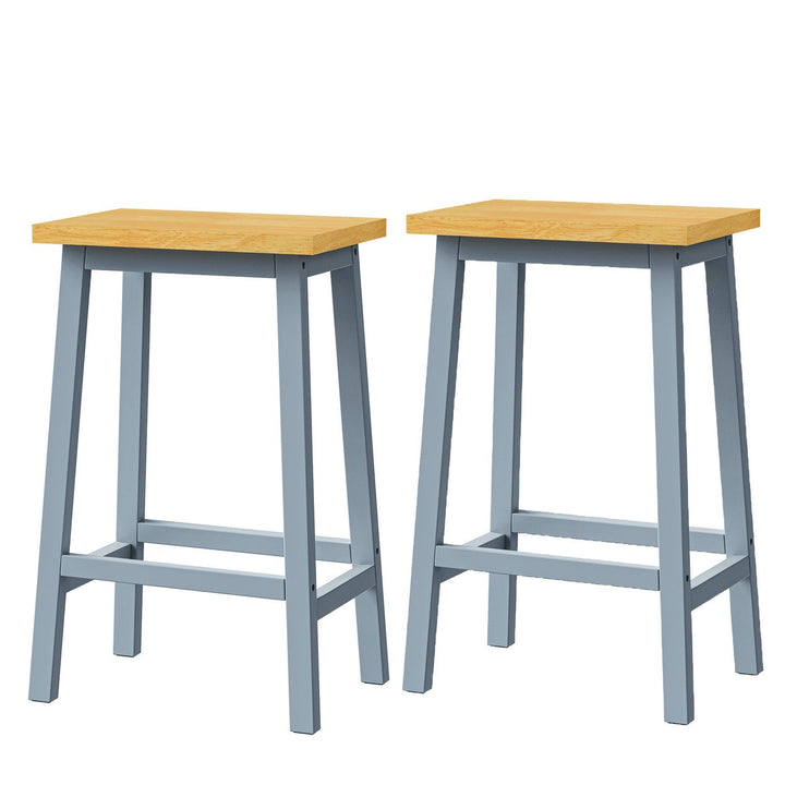 Solid Wood Bar Stools Set Of 2 25.6 Inch Tall Kitchen Counter Chairs With Footrests Farmhouse Style For Dining Room And Image 3