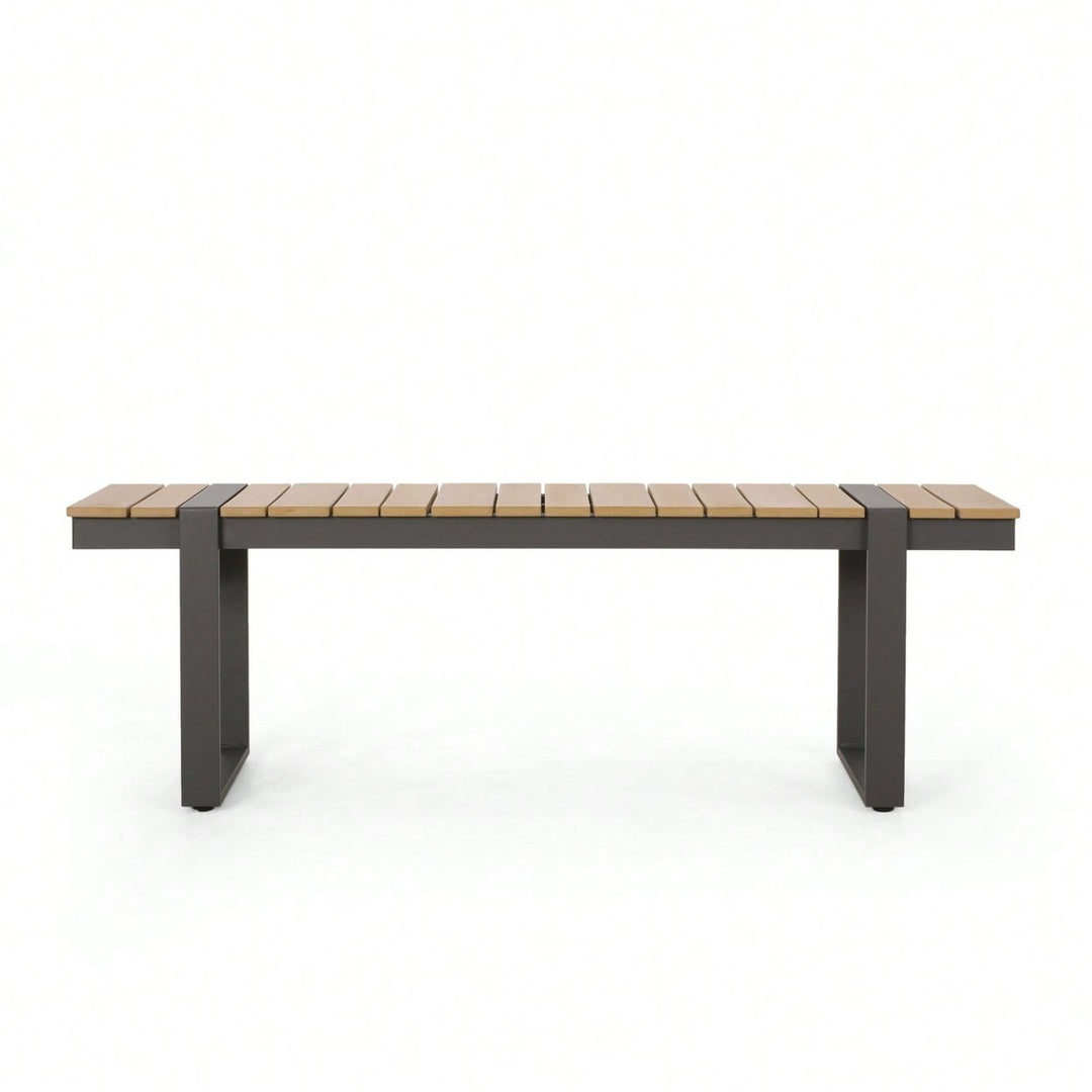 Outdoor Dining Bench For Stylish Patio Seating Gray And Natural Image 1