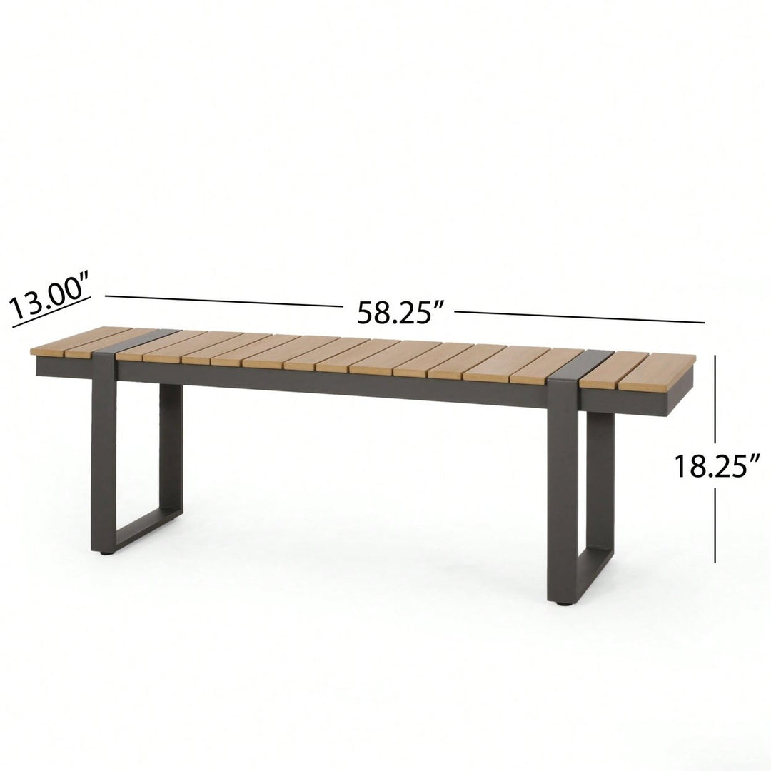 Outdoor Dining Bench For Stylish Patio Seating Gray And Natural Image 5