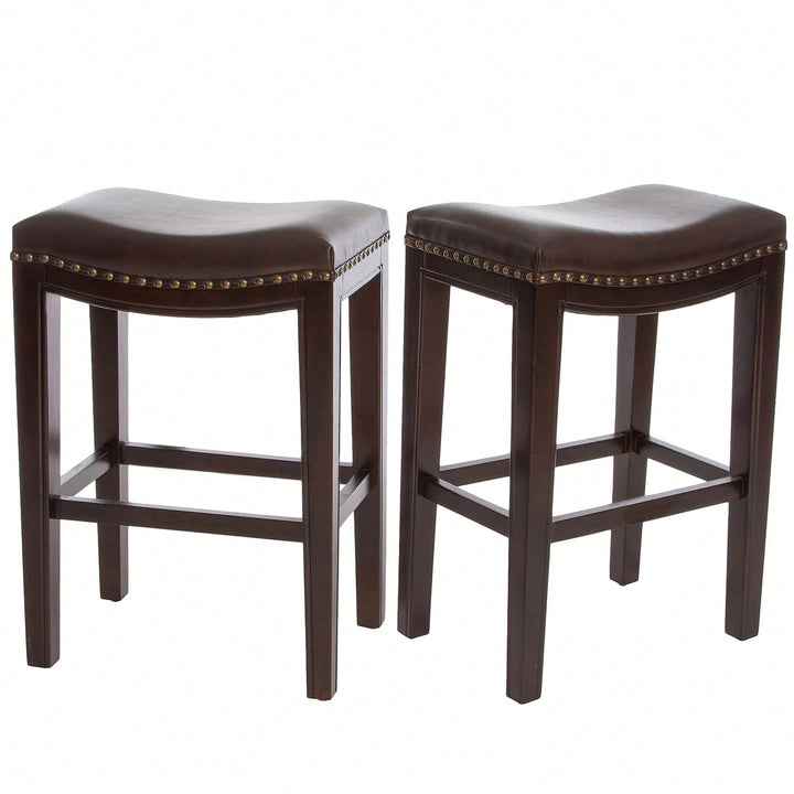 Set Of 2 Stylish Studded Counter Stools For Modern Image 1