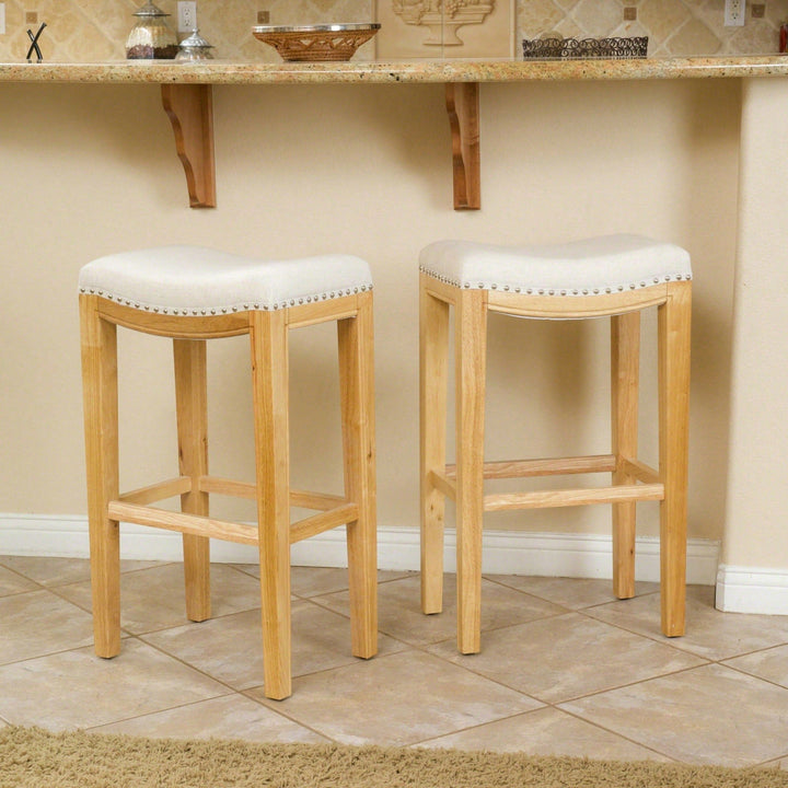 Set Of 2, Elegant Upholstered Barstool With Studded Accents And Comfortable Seating Image 2