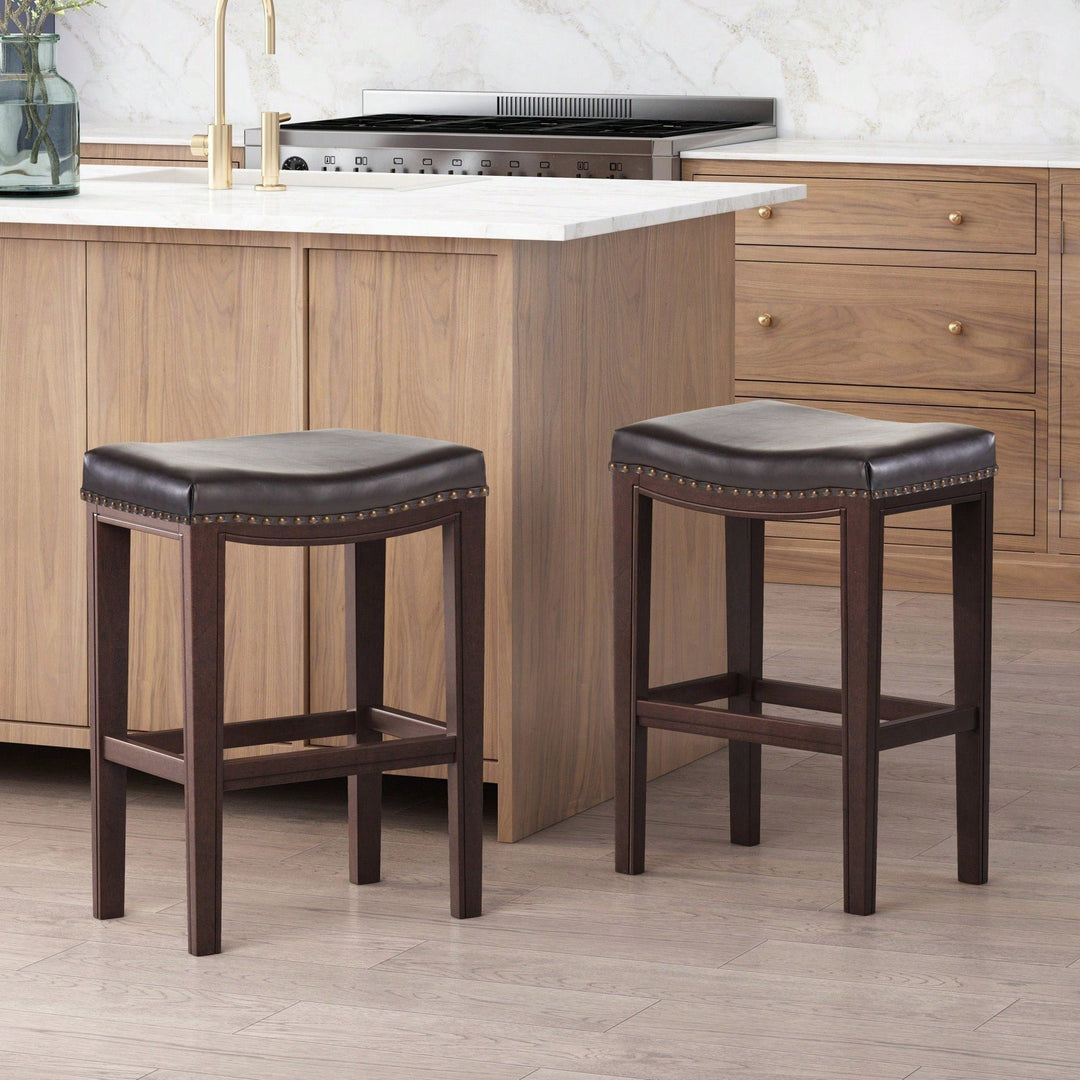 Set Of 2 Stylish Studded Counter Stools For Modern Image 4