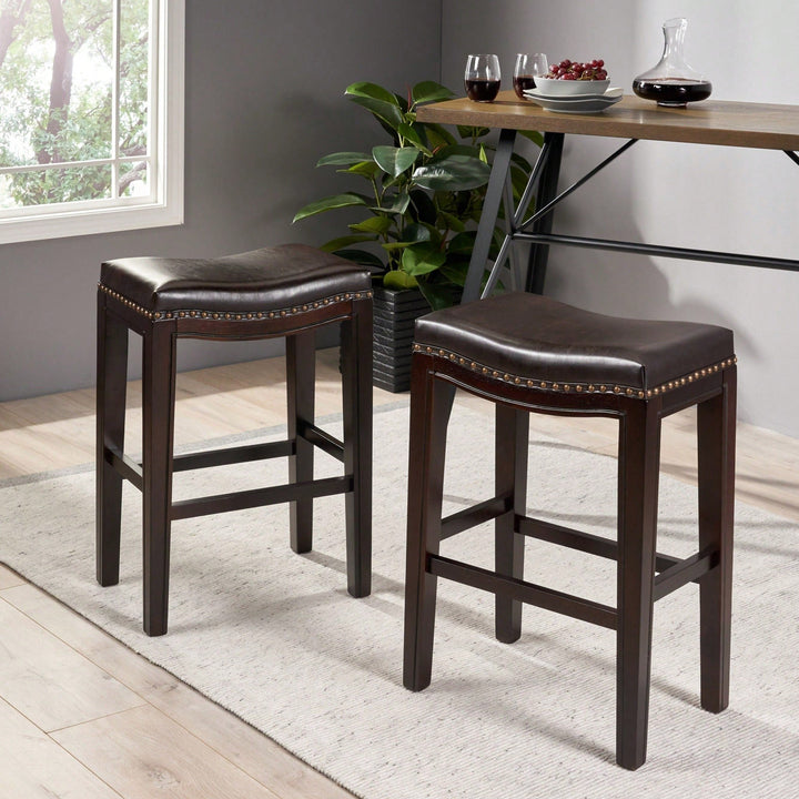 Set Of 2 Stylish Studded Counter Stools For Modern Image 5