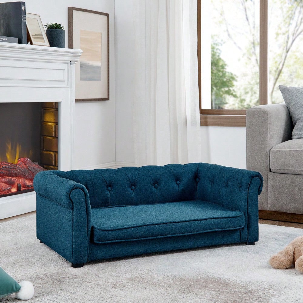 Stylish Elevated Dog Sofa Bed For Medium And Large Dogs, Durable And Comfortable Pet Couch In Blue Image 7