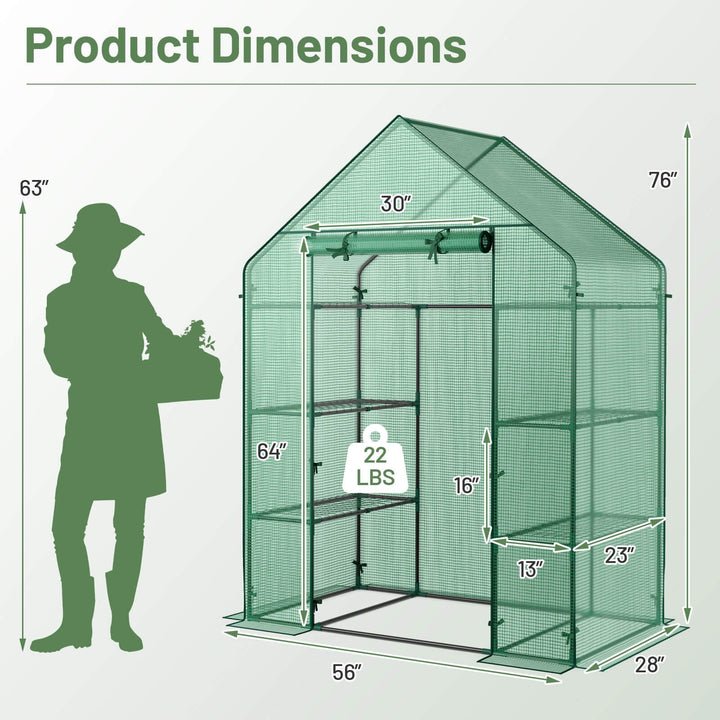 Portable Mini Walk In Outdoor 4 Tier 8 Shelves Greenhouse Image 3