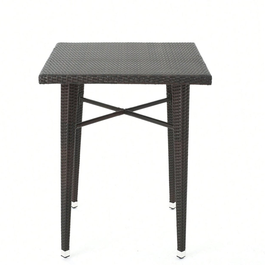 32 Inch Square Wicker Outdoor Bar Table For Patio And Garden Use Image 1