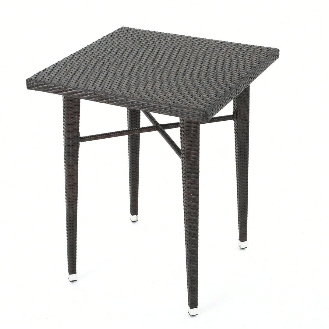 32 Inch Square Wicker Outdoor Bar Table For Patio And Garden Use Image 3