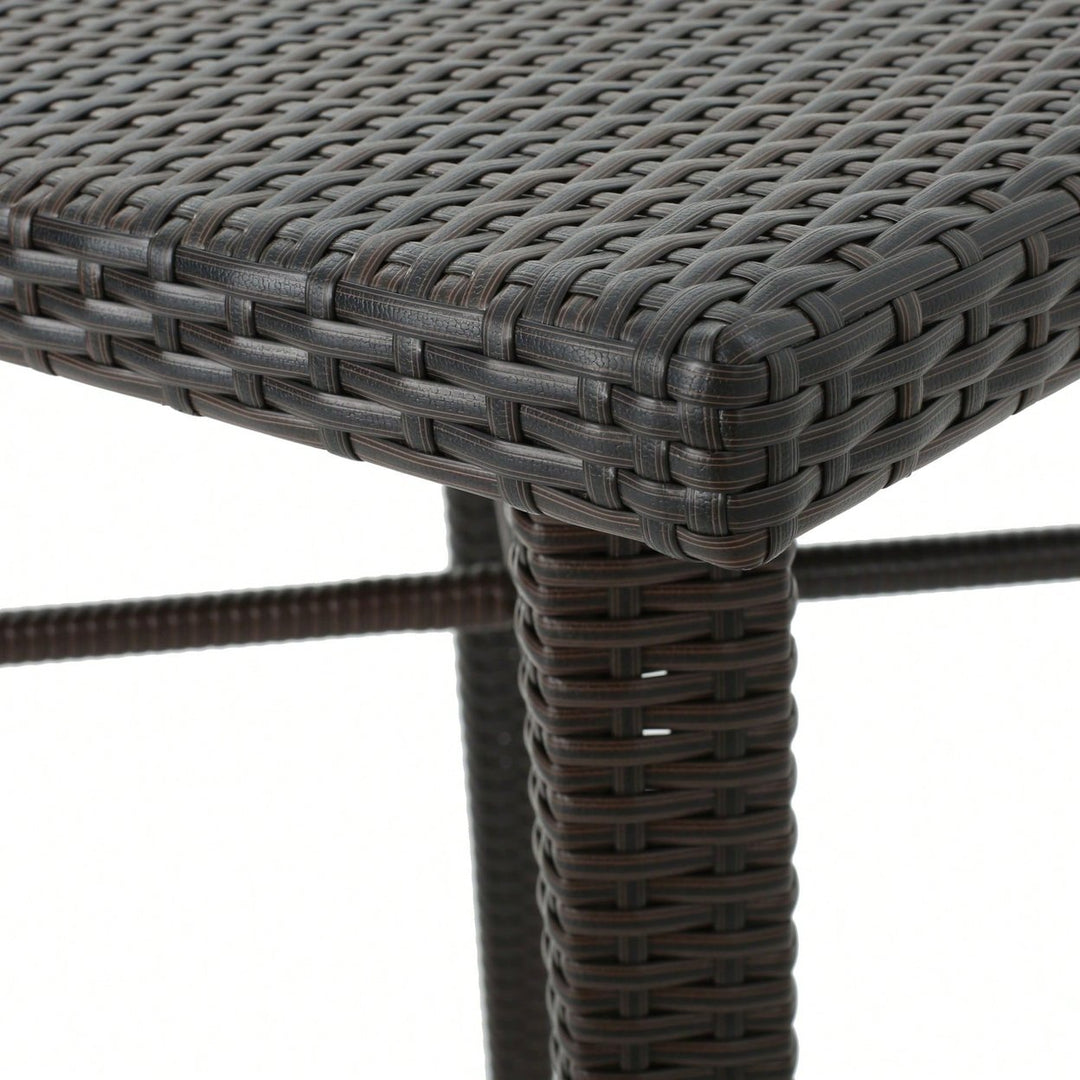 32 Inch Square Wicker Outdoor Bar Table For Patio And Garden Use Image 5