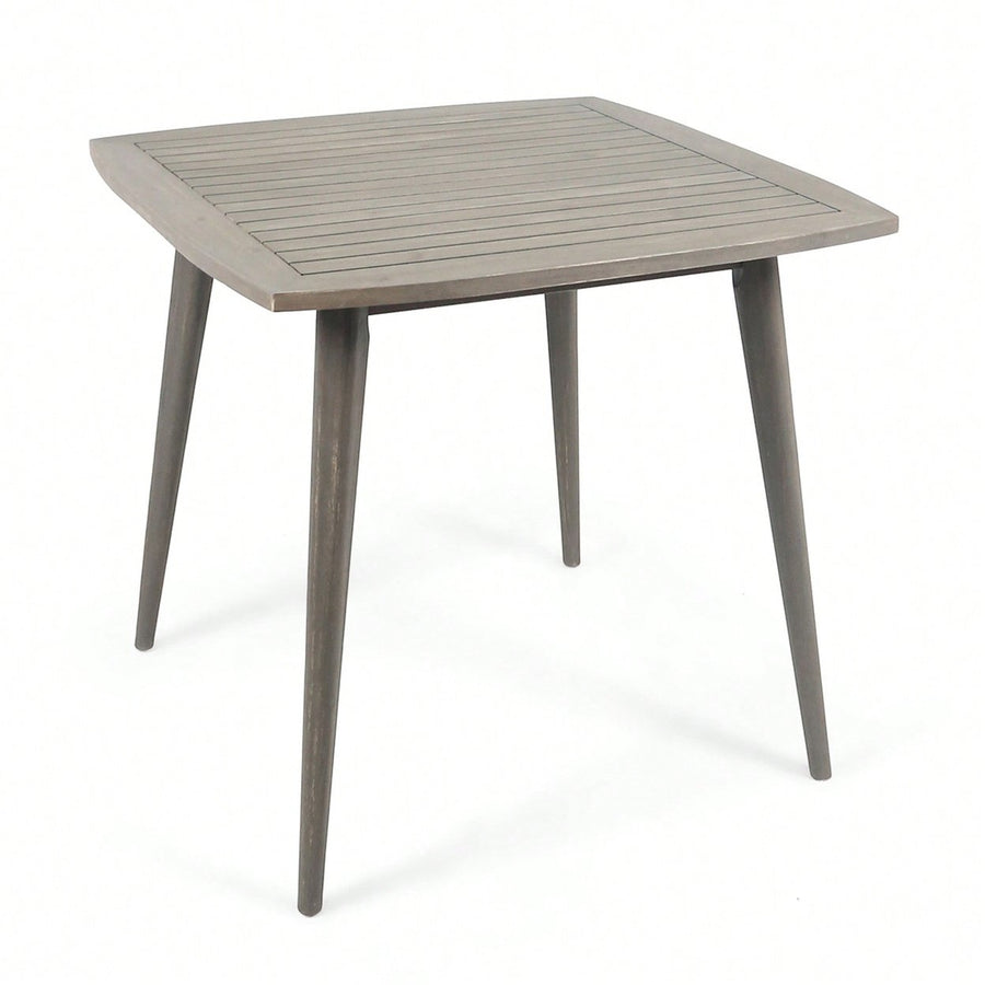 Acacia Wood Outdoor Square Table With Straight Legs For Patio And Garden Use Gray Image 1