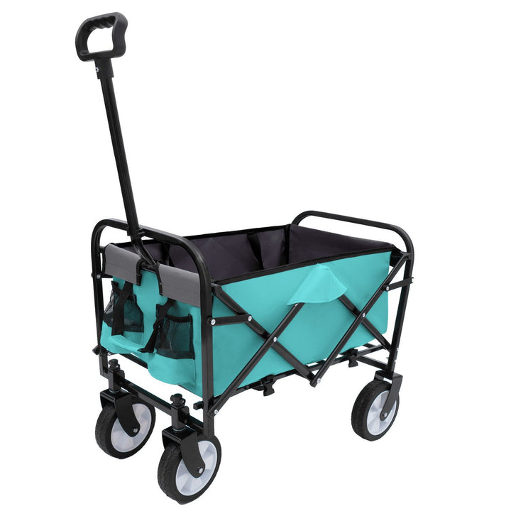 Collapsible Utility Wagon Cart with Strapping System, Supports 225lbs All-Terrain Wheels Purple Image 3