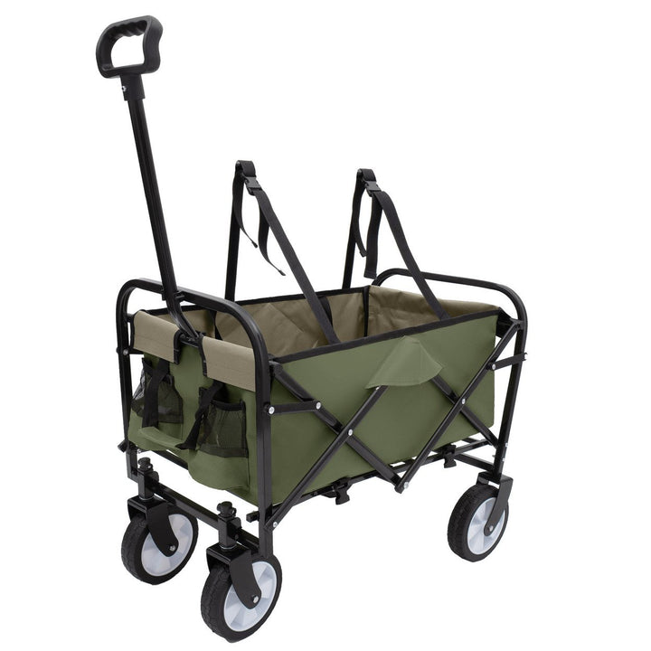 Collapsible Utility Wagon Cart with Strapping System, Supports 225lbs All-Terrain Wheels Purple Image 4