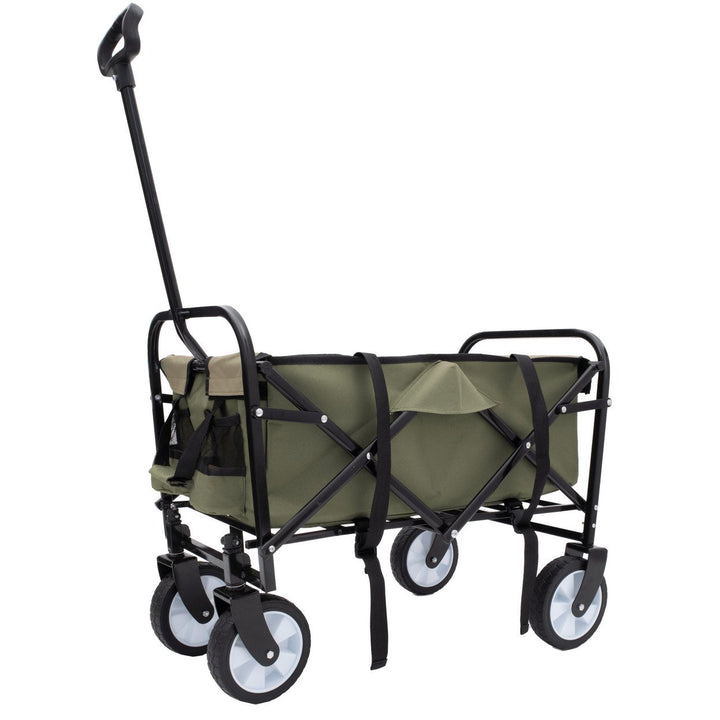 Collapsible Utility Wagon Cart with Strapping System, Supports 225lbs All-Terrain Wheels Purple Image 5