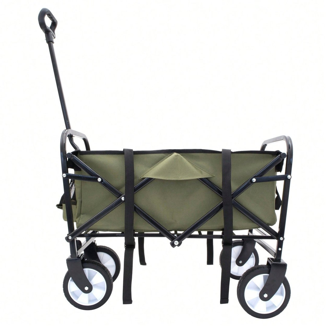 Collapsible Utility Wagon Cart with Strapping System, Supports 225lbs All-Terrain Wheels Purple Image 6