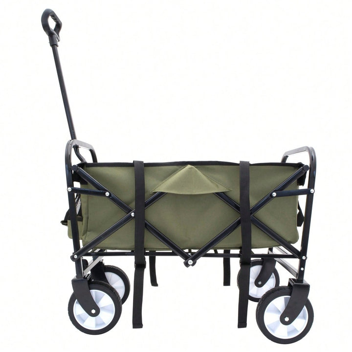 Collapsible Utility Wagon Cart with Strapping System, Supports 225lbs All-Terrain Wheels Purple Image 6