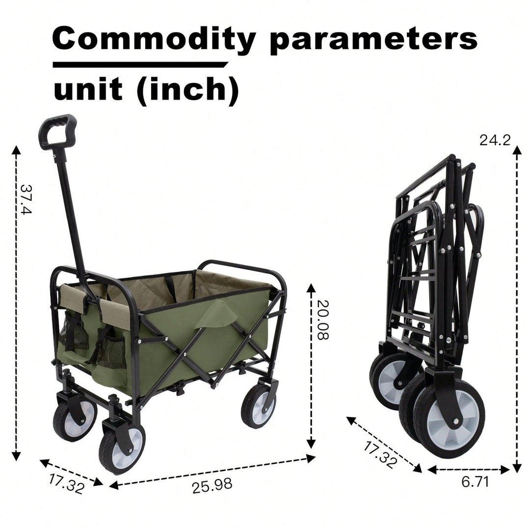 Collapsible Utility Wagon Cart with Strapping System, Supports 225lbs All-Terrain Wheels Purple Image 8