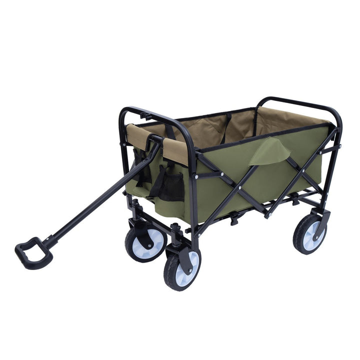 Collapsible Utility Wagon Cart with Strapping System, Supports 225lbs All-Terrain Wheels Purple Image 11