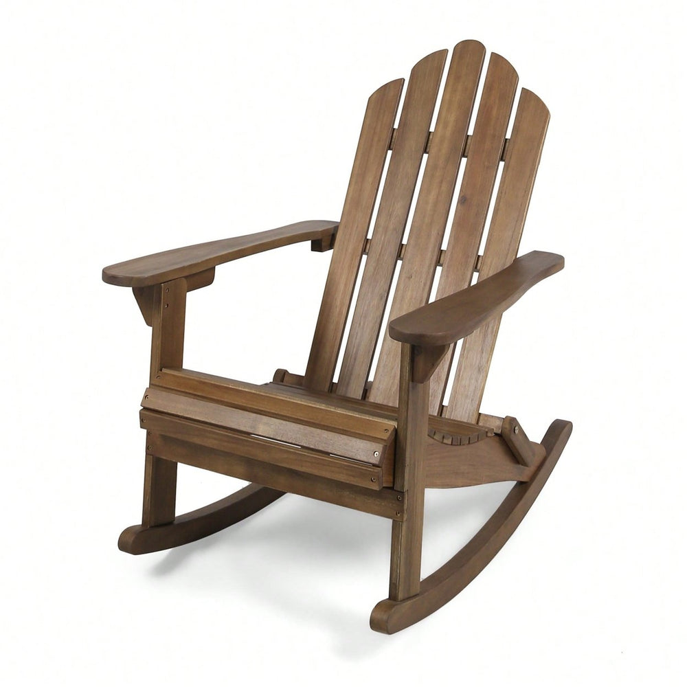 Classic Adirondack Style Rocking Chair For Outdoor Relaxation And Comfort Image 2