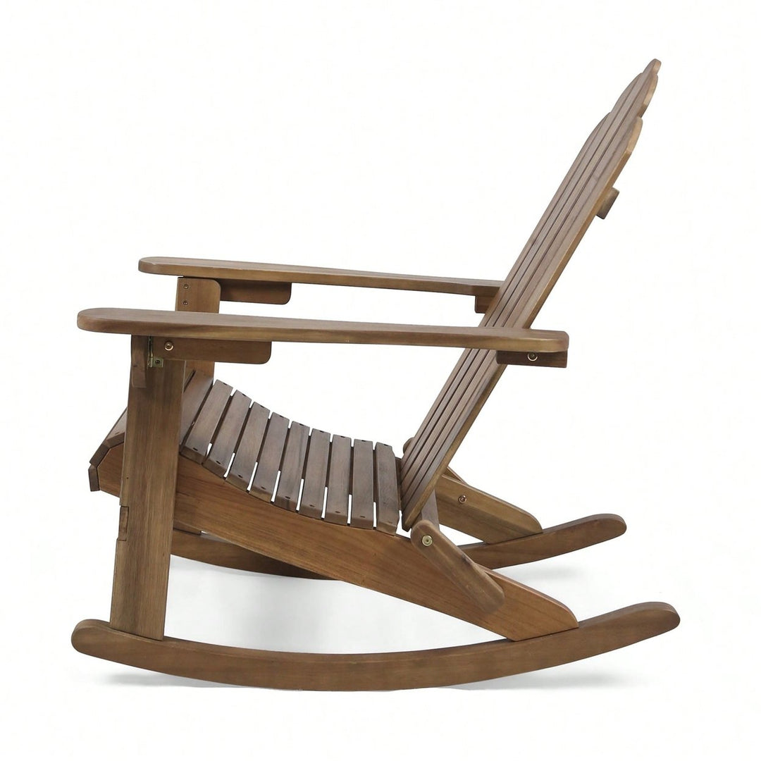 Classic Adirondack Style Rocking Chair For Outdoor Relaxation And Comfort Image 4