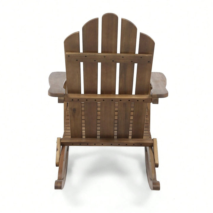 Classic Adirondack Style Rocking Chair For Outdoor Relaxation And Comfort Image 5