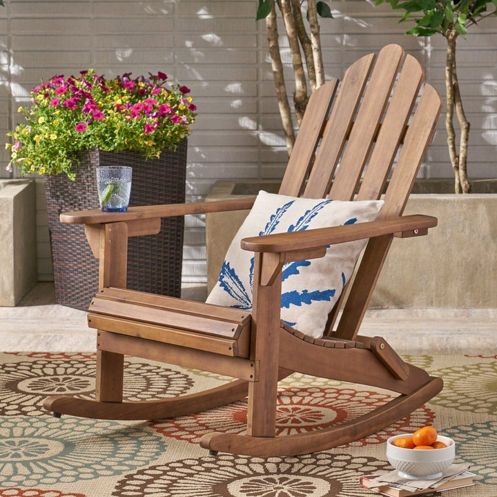 Classic Adirondack Style Rocking Chair For Outdoor Relaxation And Comfort Image 7