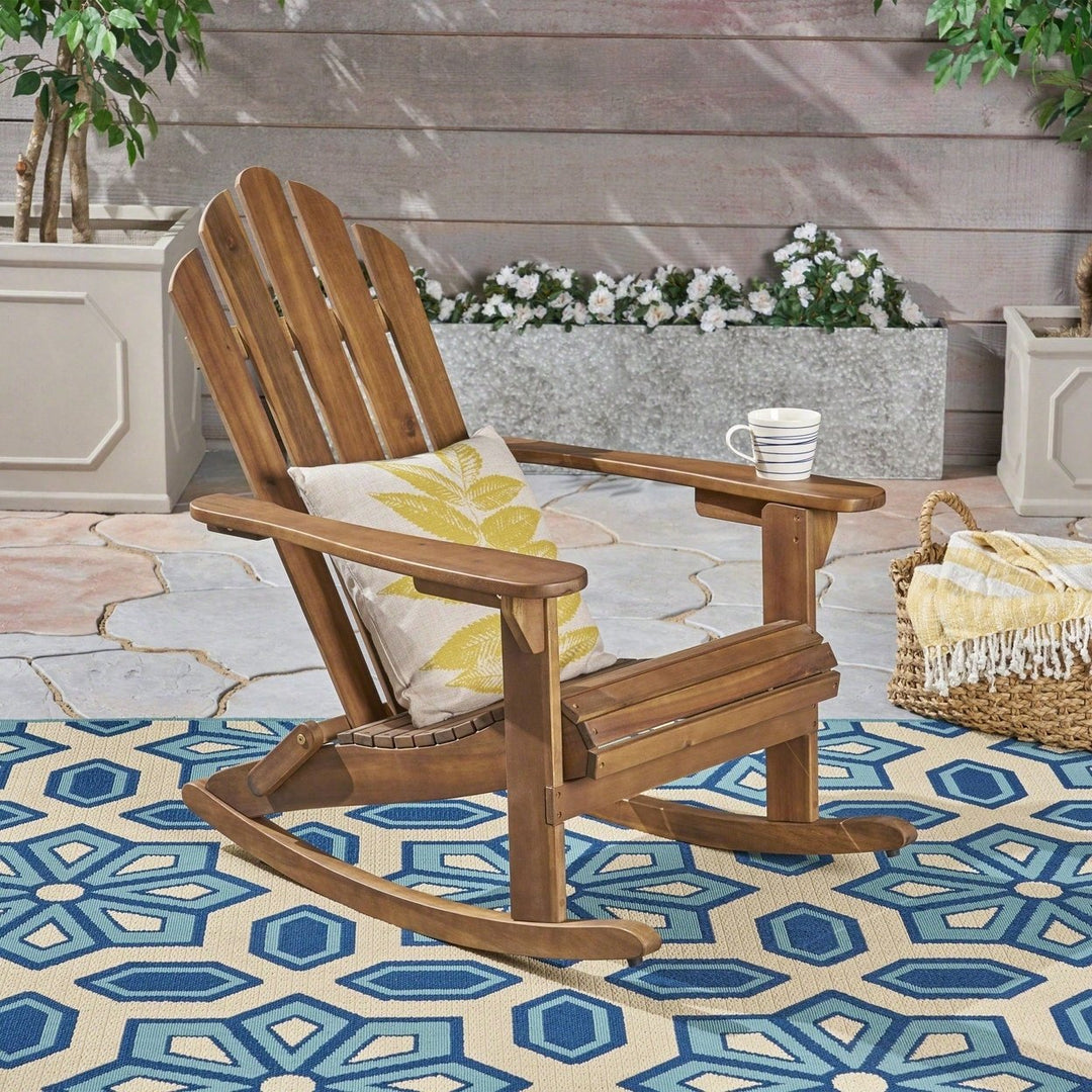 Classic Adirondack Style Rocking Chair For Outdoor Relaxation And Comfort Image 8