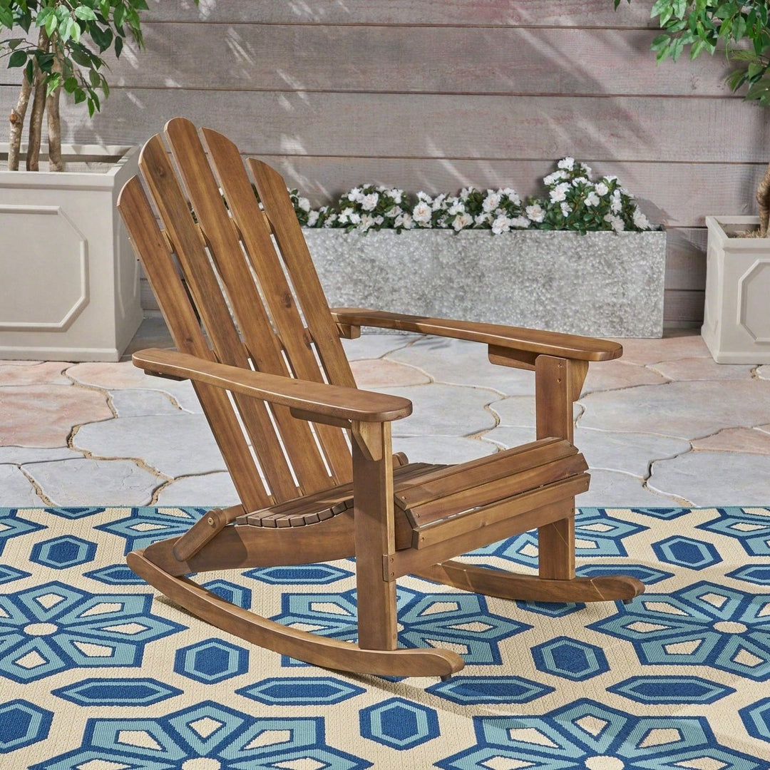 Classic Adirondack Style Rocking Chair For Outdoor Relaxation And Comfort Image 9