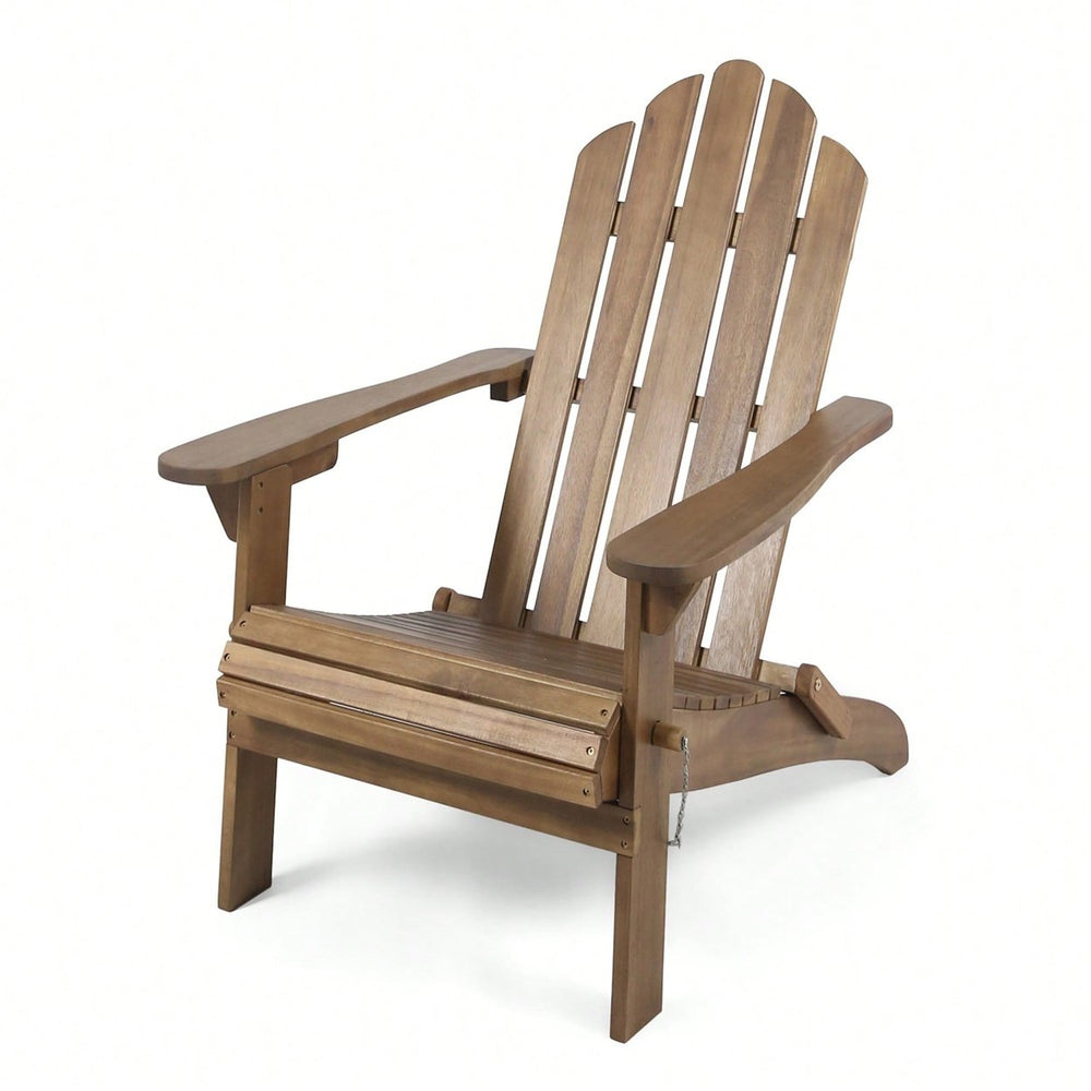 Comfortable Foldable Adirondack Chair For Outdoor Relaxation And Patio Use Image 2