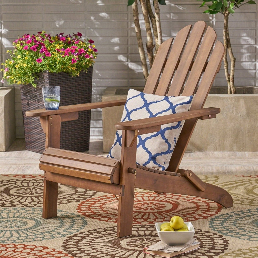 Comfortable Foldable Adirondack Chair For Outdoor Relaxation And Patio Use Image 7