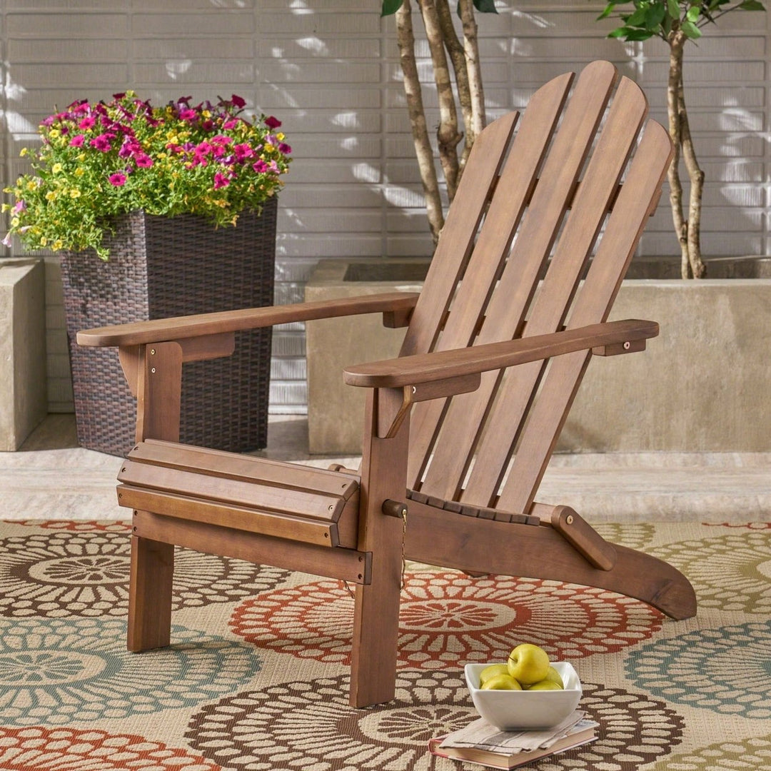 Comfortable Foldable Adirondack Chair For Outdoor Relaxation And Patio Use Image 9