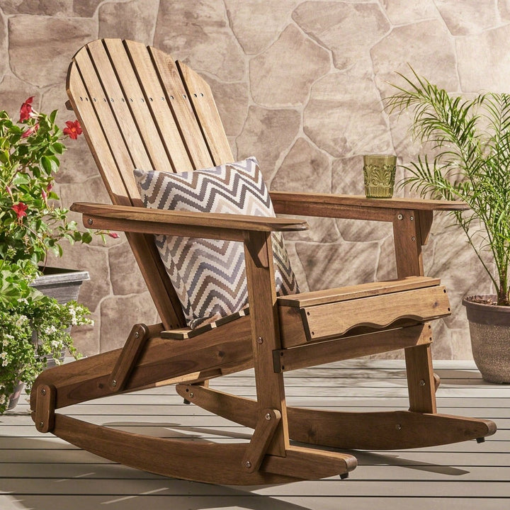 Comfortable Outdoor Adirondack Rocking Chair For Relaxation And Leisure Image 9