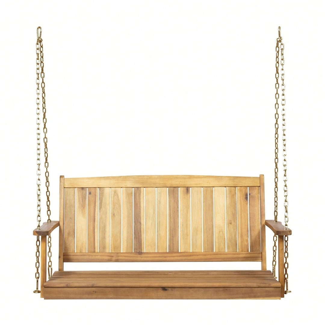 Elegant Outdoor Porch Swing With Comfortable Cushions And Sturdy Frame Image 1