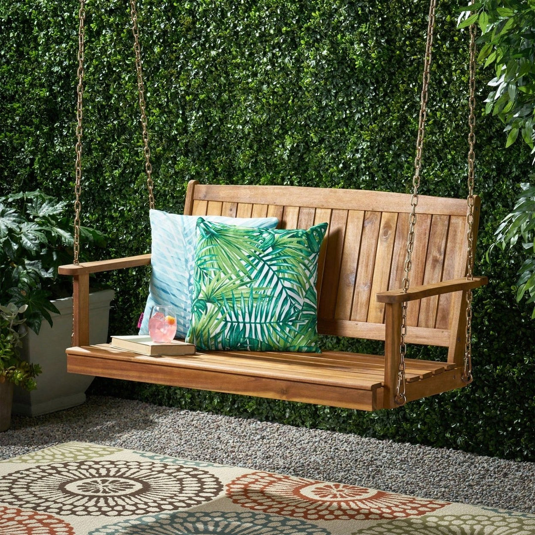 Elegant Outdoor Porch Swing With Comfortable Cushions And Sturdy Frame Image 7