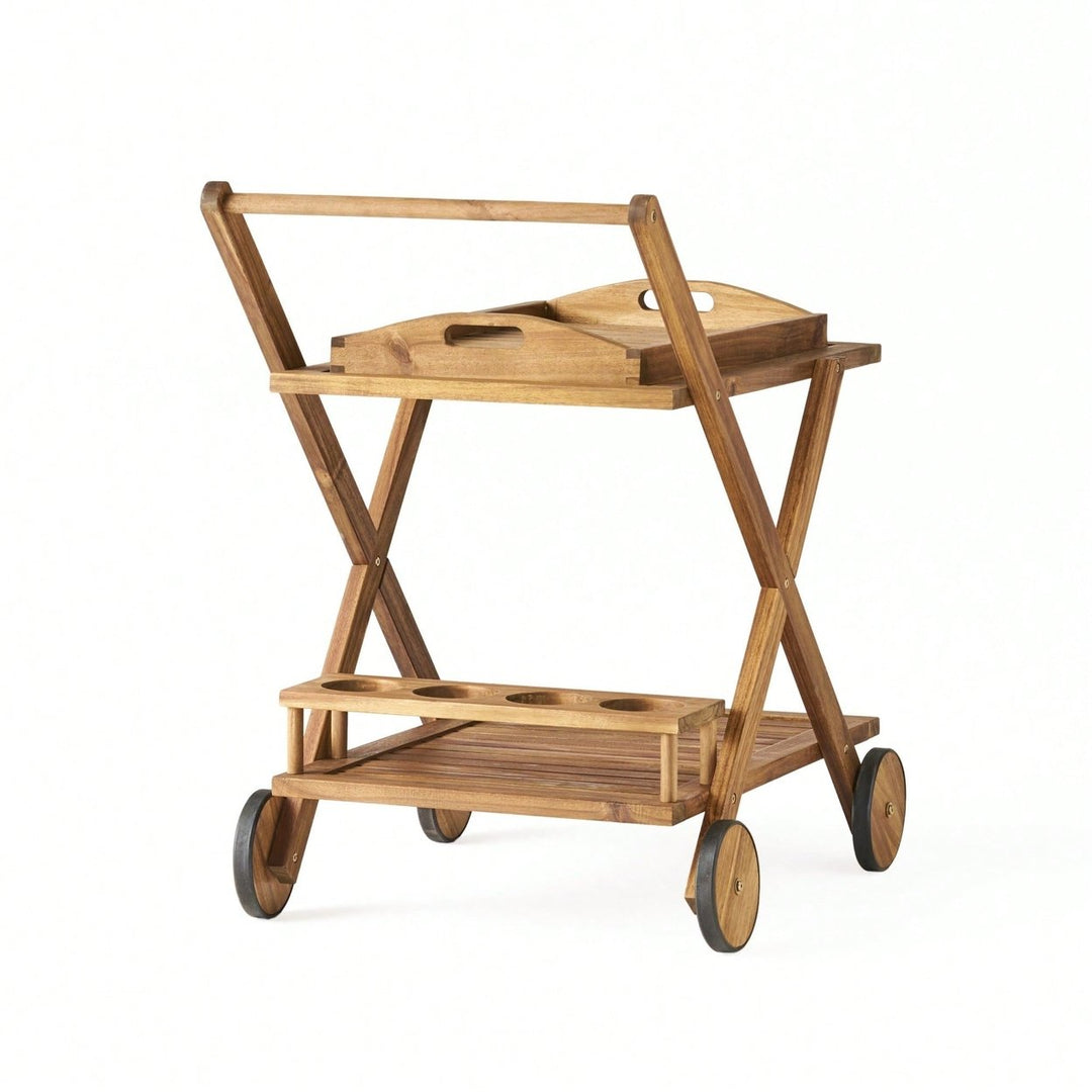 Elegant Gold Bar Cart With Glass Shelves And Wheels For Entertaining Image 6