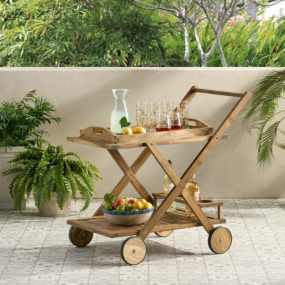 Elegant Gold Bar Cart With Glass Shelves And Wheels For Entertaining Image 9