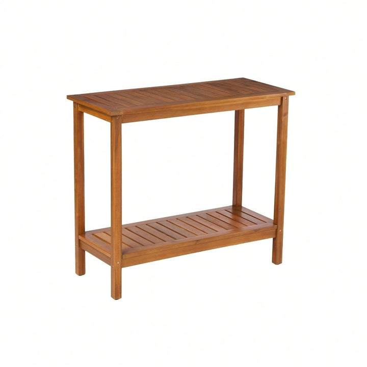 Light Brown Acacia Wood Potting Table For Garden Balcony And Garage Image 4