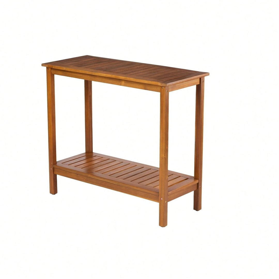 Light Brown Acacia Wood Potting Table For Garden Balcony And Garage Image 7