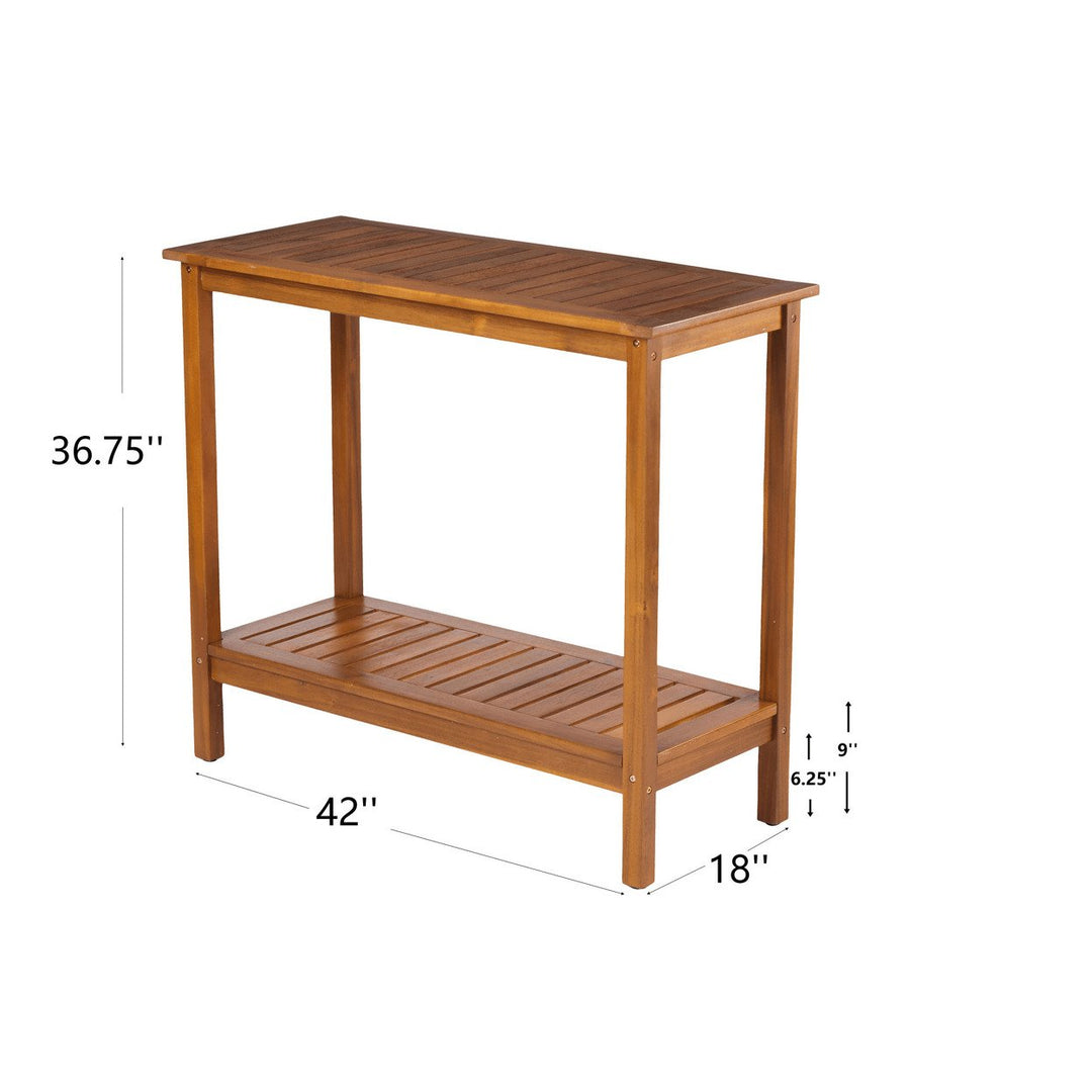 Light Brown Acacia Wood Potting Table For Garden Balcony And Garage Image 9