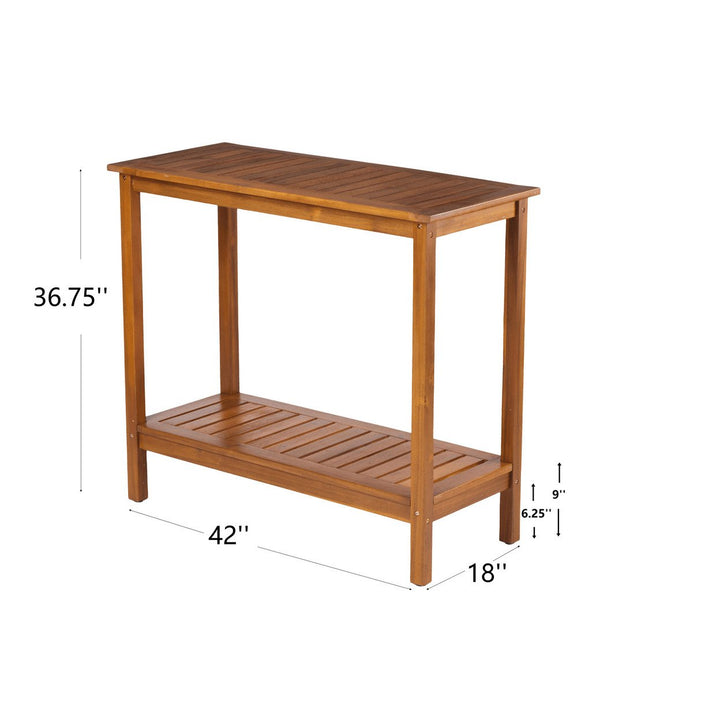 Light Brown Acacia Wood Potting Table For Garden Balcony And Garage Image 9